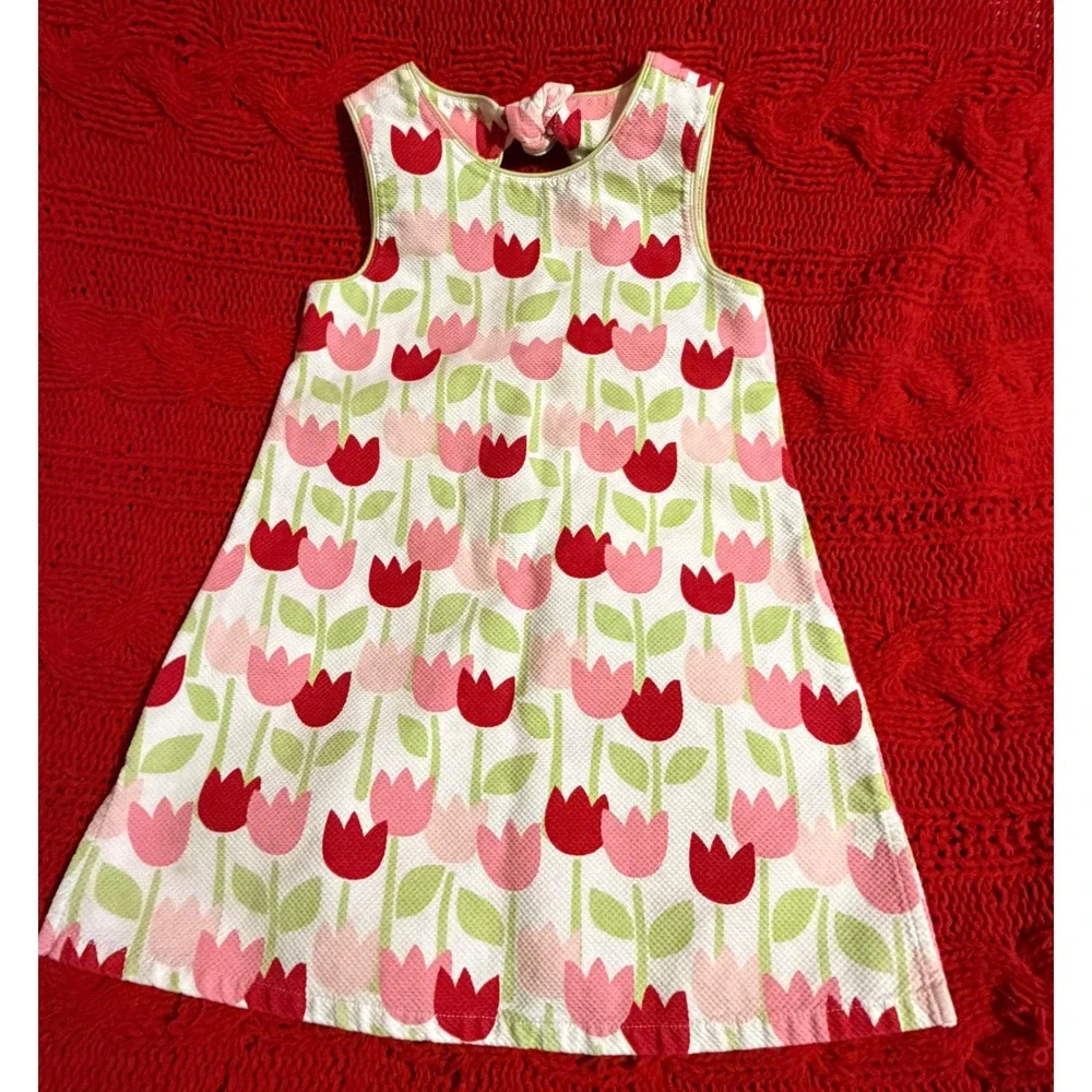 Gymboree Girls Vintage 2003 Tulip Floral Pique Dress Pink Red White Size 5
